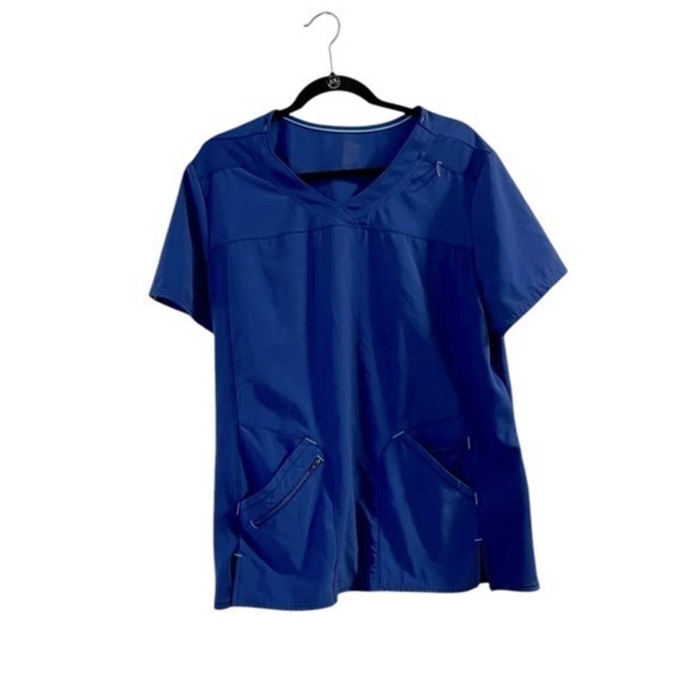 SCRUBSTAR Electric Blue Multi Pocket Stretch V-Neck Scrubs Top XL